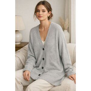 Vince |Quiet Luxury Oversized Gray Knit Cardigan|Comfortcore Grandmacore| Size M